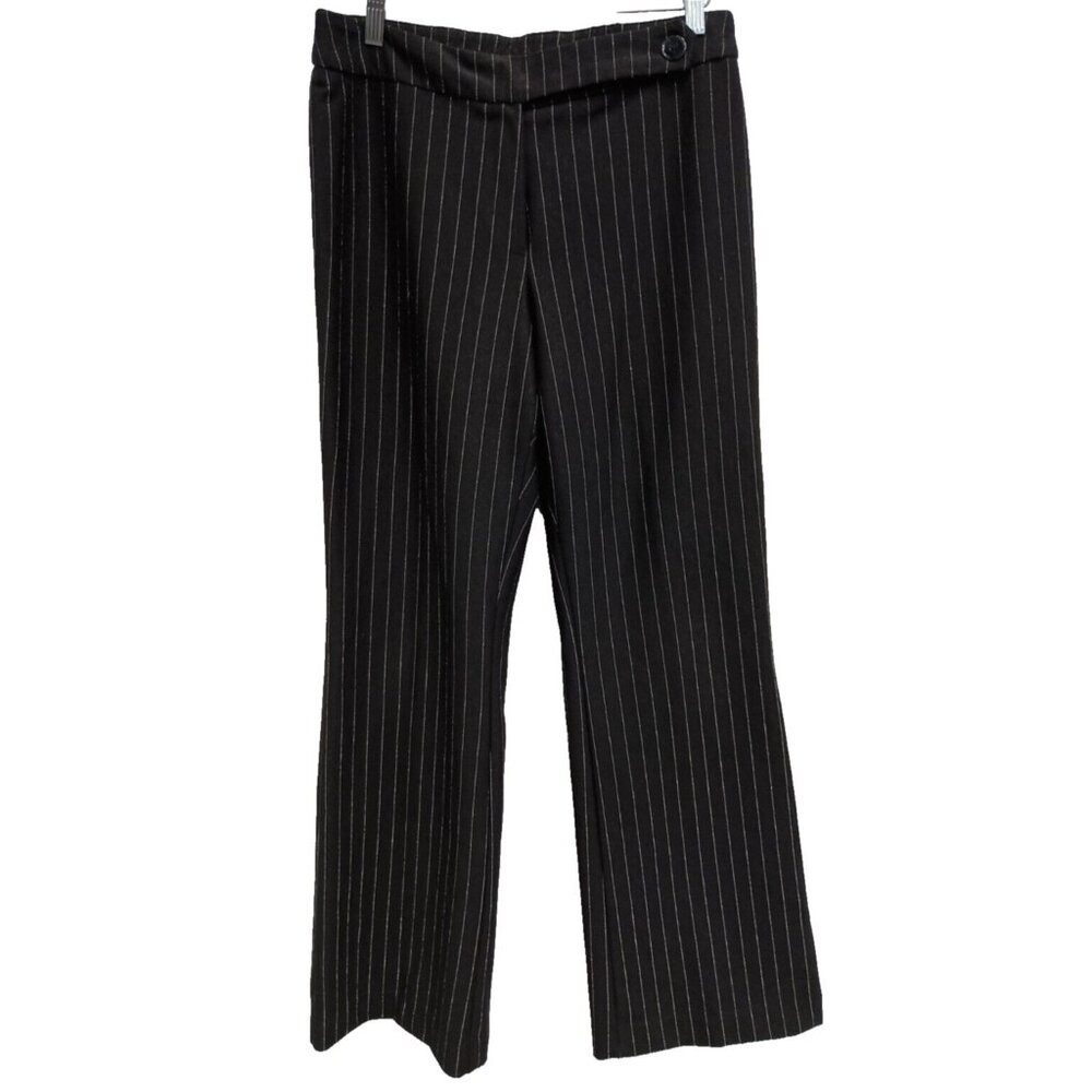 VTG‎ 90s New York & Company Womens Wide Leg Pants Medium Black Striped Office